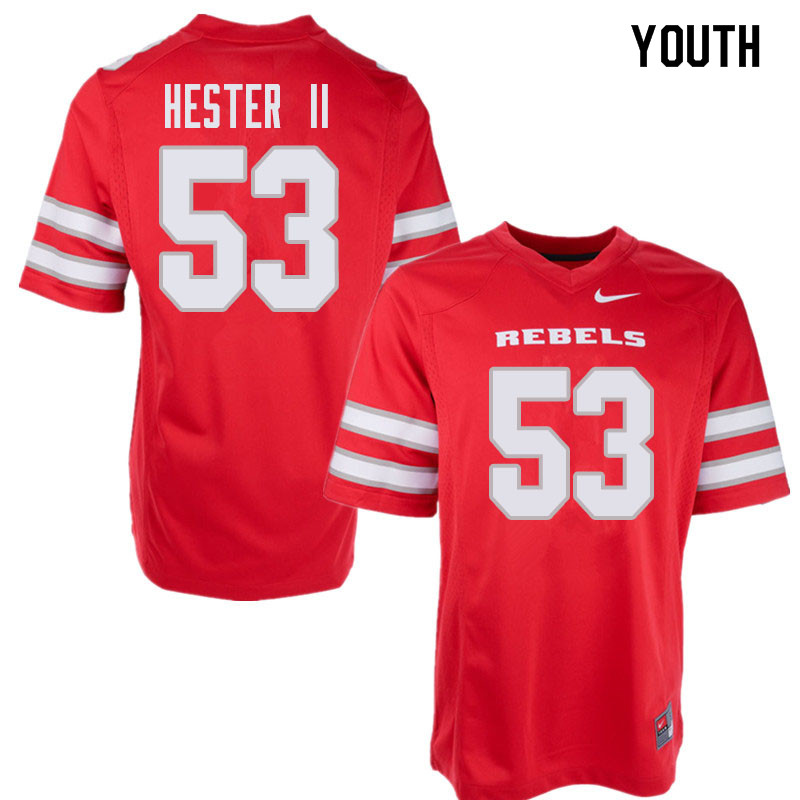 Youth UNLV Rebels #53 Farrell Hester II College Football Jerseys Sale-Red - Click Image to Close